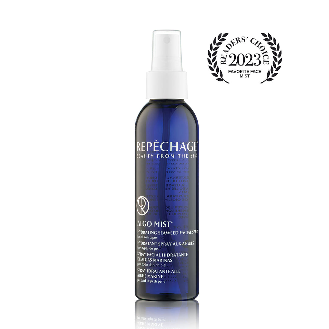 Blue bottle of Repèchage Algo Mist on a white background with a 2023 Readers' Choice award badge.