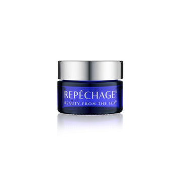 A jar of REPECHAGE Opti-Firm Lift Cream, with blue and white labeling, on a white background.