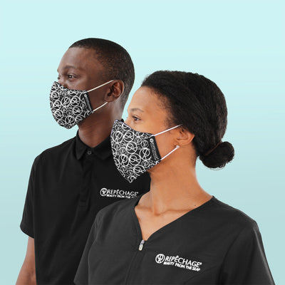 Two Repechage estheticians wearing Repechage Cloth Face Mask